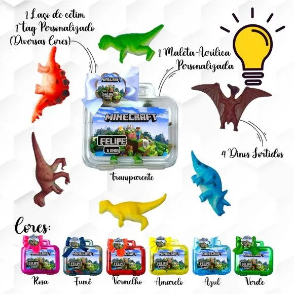Mini Maleta com Massinhas Minecraft Personalizada - feito à mão por Mi Papelaria Criativa