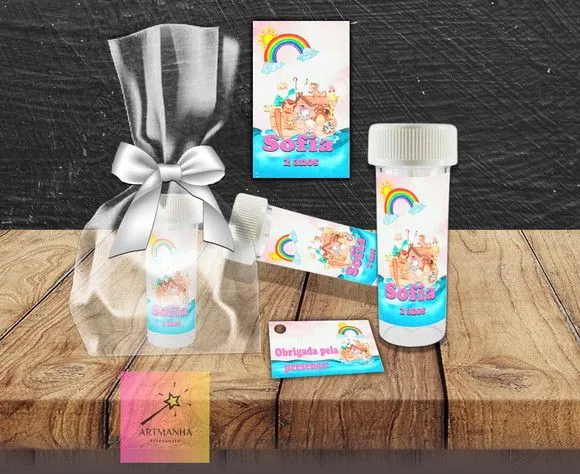 Bolha de Sabão Arca de Noé Personalizada - feito à mão por Artmanha Lembrancinhas