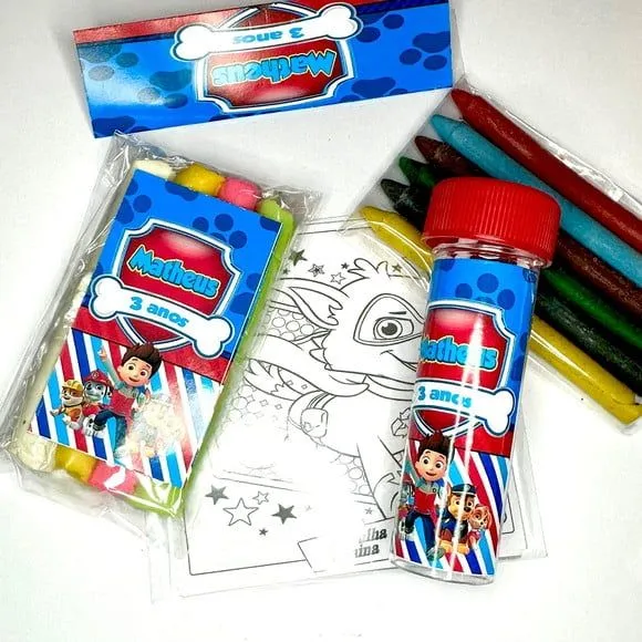 Kit Massinha + Giz + Bolha Patrulha Canina Personalizado - feito à mão por Mi Papelaria Criativa