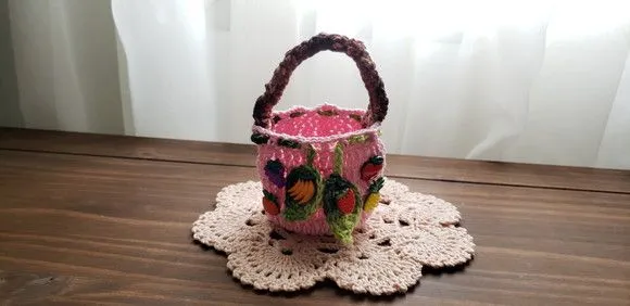 Capa de Crochê para Frutas - Rosa - foto 2