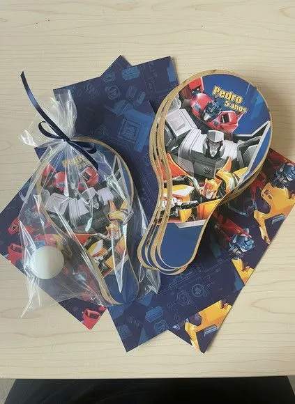 Raquete Ping Pong - Transformers - feito à mão por Mi Papelaria Criativa