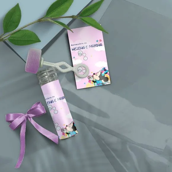 Bolha de Sabão - Minnie Rosa Personalizado - artesanato feito à mão por Mi Papelaria Criativa