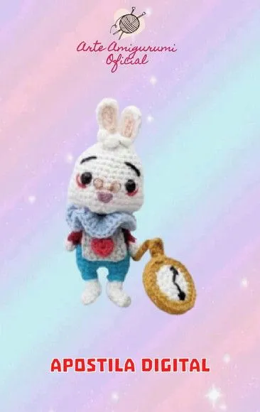 Receita Coelho Branco Alice no País das Maravilhas - artesanato feito à mão por Arte Amigurumi Oficial