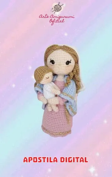 Receita Virgem Maria e Menino Jesus Amigurumi - feito à mão por Arte Amigurumi Oficial