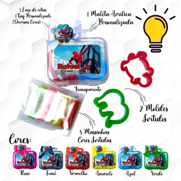 Mini Maleta com Massinhas Homem Aranha Personalizada - feito à mão por Mi Papelaria Criativa