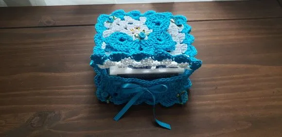 Porta Guardanapos em Crochê Borboleta (turquesa Azul) 22 cm - foto 4