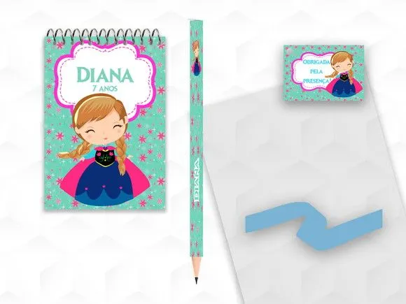 Bloquinho com Lápis Anna Cute Personalizado - artesanato feito à mão por creativitybynina