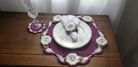 Kit Sousplat Ternura Orquídea Flores Brancas 06 Peças - foto 3