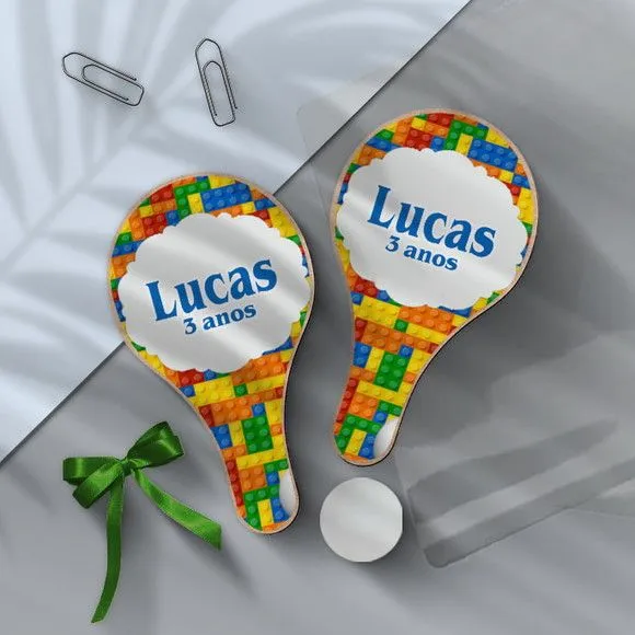 Raquete Ping Pong - Legos Personalizada - feito à mão por Mi Papelaria Criativa