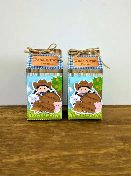 Caixa Milk Fazendinha - artesanato de Fina Essência Papelaria Personalizada