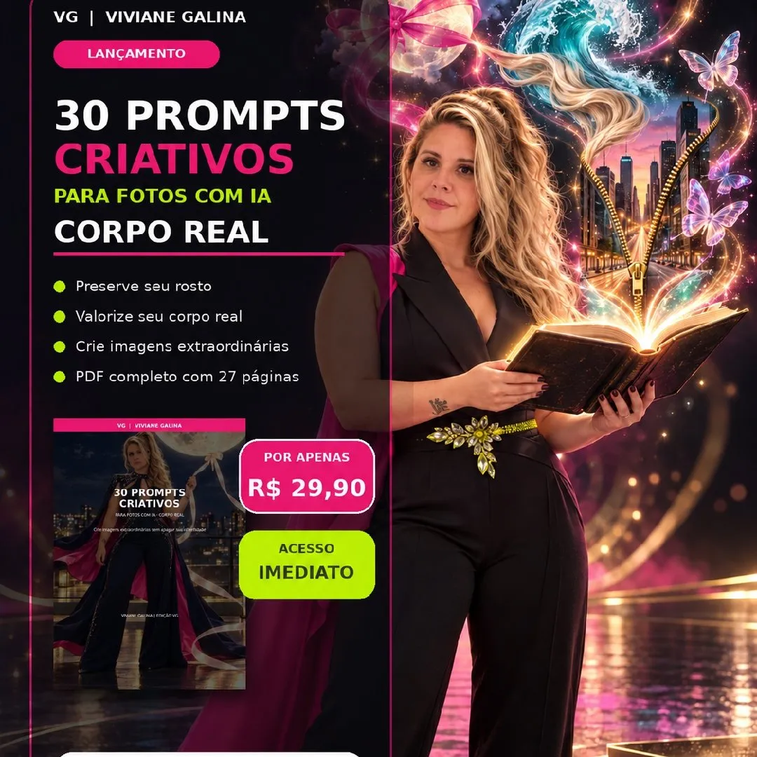 30 Prompts Criativos para Fotos com Corpo Real — por VG