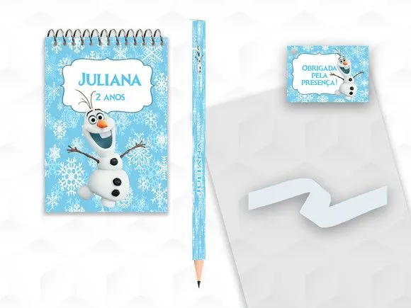 Bloquinho com Lápis Olaf Personalizado - artesanato feito à mão por creativitybynina
