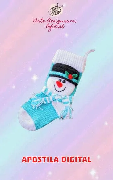 Receita Meia de Natal Boneco de Neve Amigurumi - artesanato feito à mão por Arte Amigurumi Oficial