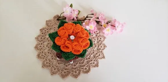 Sachê Porta Sabonete em Crochê Laranja