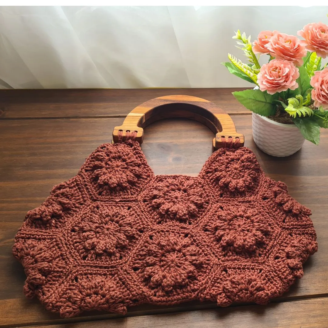 Bolsa Square de crochê Hexágono - foto 4