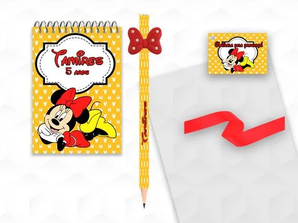 Bloquinho com Aplique Minnie Vermelha Personalizado - artesanato feito à mão por creativitybynina