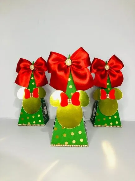 Caixa Cone Minnie Natal - artesanato de Fina Essência Papelaria Personalizada
