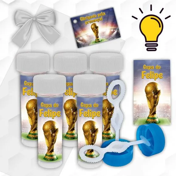 Bolinha de Sabão Copa do Mundo Personalizada - artesanato feito à mão por Mi Papelaria Criativa