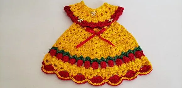 Puxador Forno Vestidinho Tulipas Amarelo / Vermelho - foto 4
