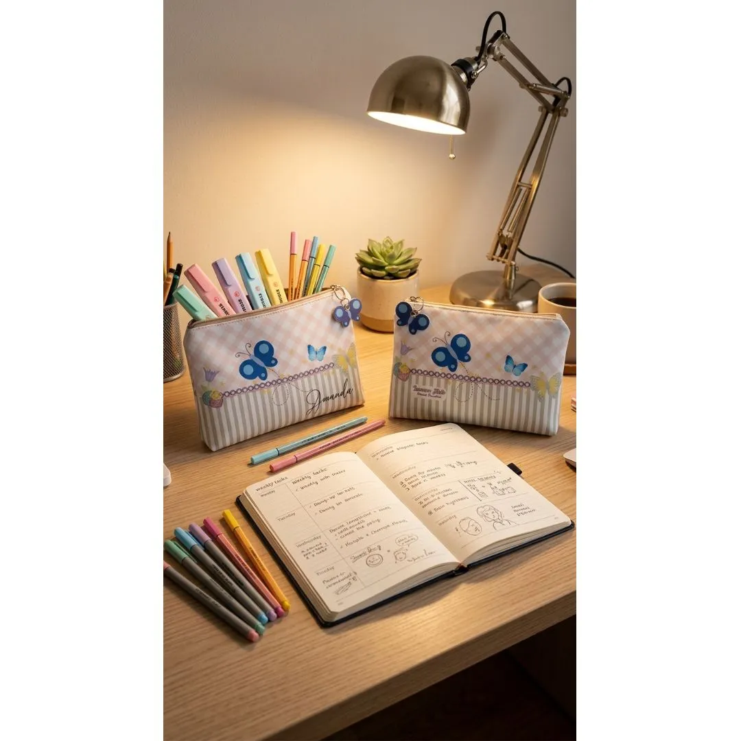 Necessaire Personalizada Borboletas em Nylon Estruturado - foto 3