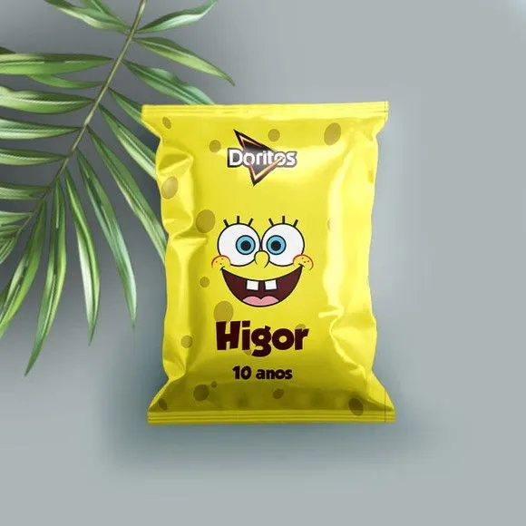Salgadinho - Bob Esponja Personalizado - feito à mão por Mi Papelaria Criativa