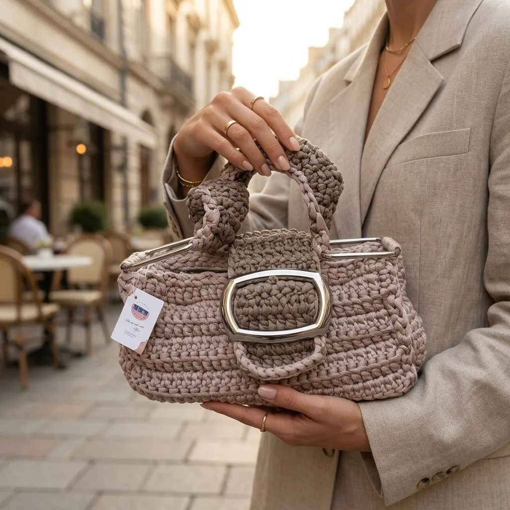 Bolsa em croche fio malha premium - foto 2