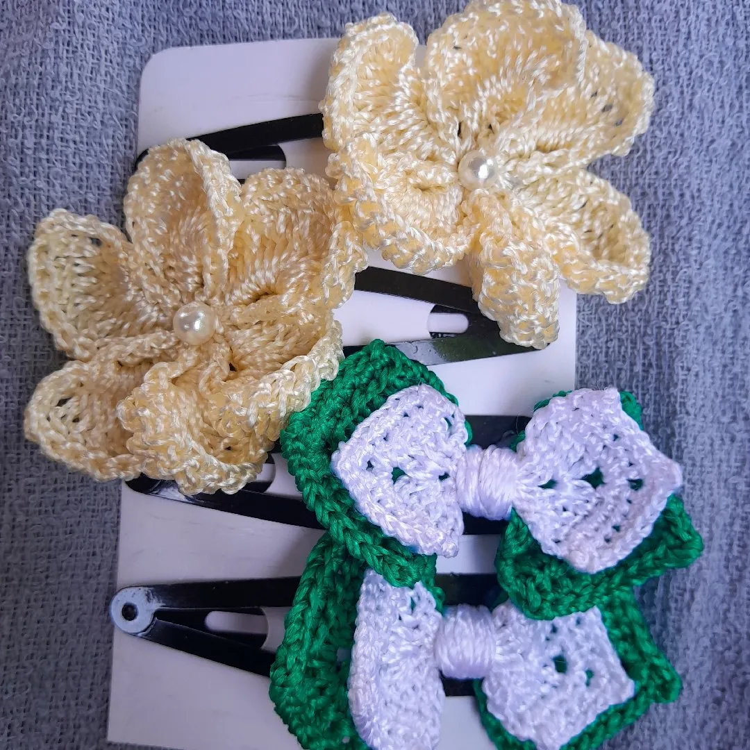 Kit Acessório Cabelo Crochê Linha de Seda Presilha Tic Tac Grande 5,5cm - 4 Peças - foto 2