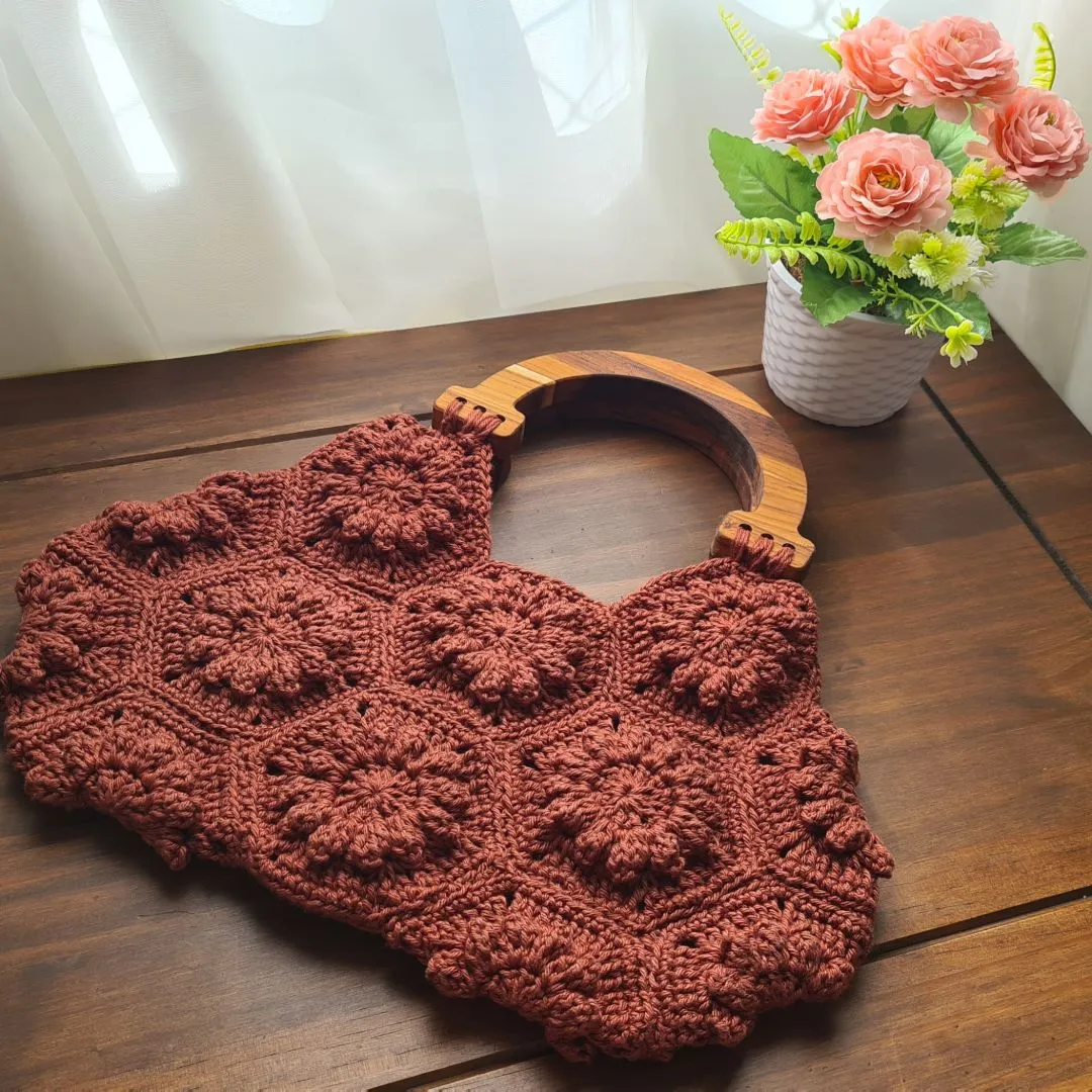 Bolsa Square de crochê Hexágono - foto 3