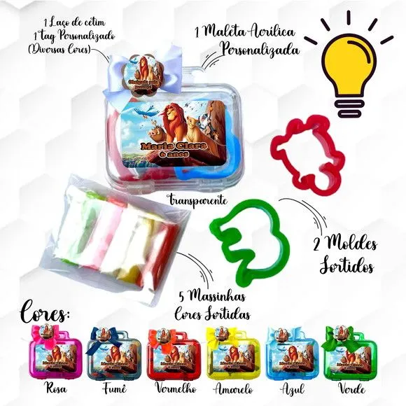 Mini Maleta com Massinhas Rei Leão Personalizada - feito à mão por Mi Papelaria Criativa