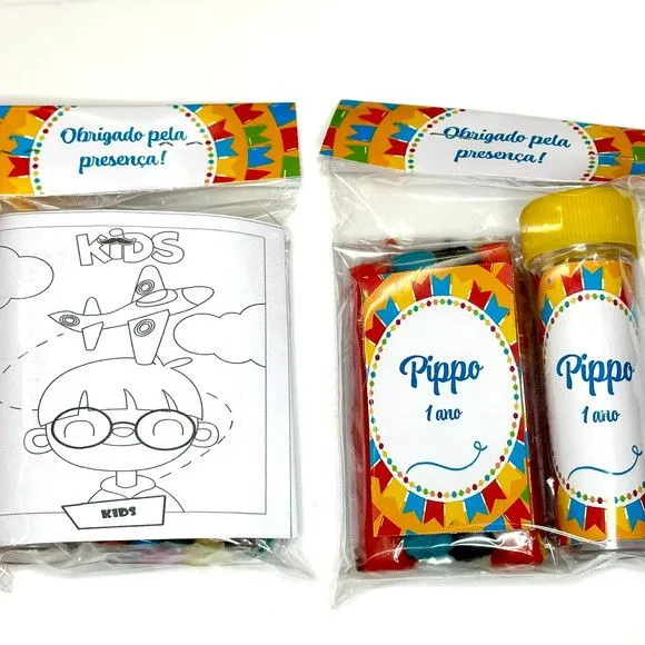 Kit Massinha + Giz + Bolha Festa Junina Personalizado - feito à mão por Mi Papelaria Criativa