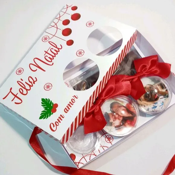 Caixa presente com bolas de natal Não acompanha chocolate - foto 2