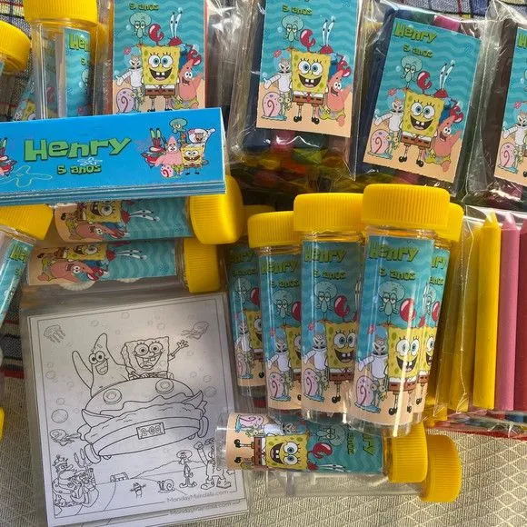 Kit Massinha + Giz + Bolha Bob Esponja Personalizado - foto 2
