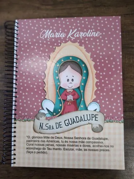Caderno Capa Dura 1/4 (pequeno) Espiral 48fls - N S Guadalup - artesanato de Emejhu Personalizados