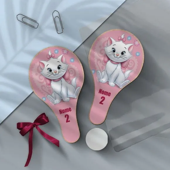 Raquete Ping Pong - Gatinha Marrie Personalizada - artesanato feito à mão por Mi Papelaria Criativa