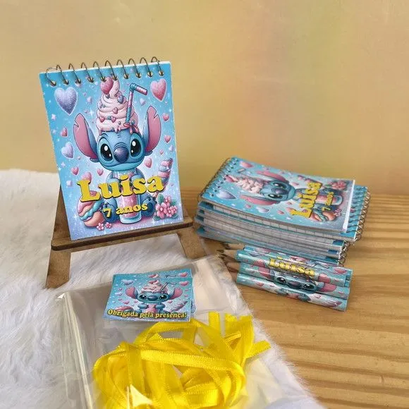 Bloquinho Stitch Personalizado - feito à mão por Artmanha Lembrancinhas