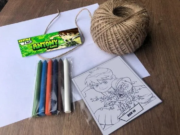Kit Giz de cera Ben 10 Personalizado - artesanato feito à mão por Mi Papelaria Criativa