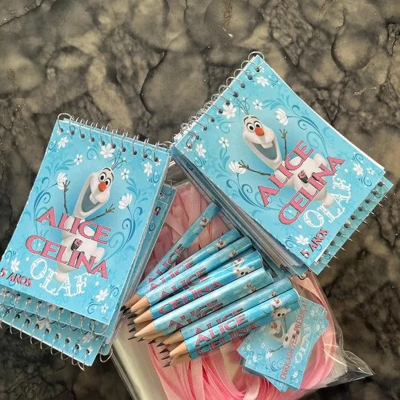 Bloquinho Olaf Personalizado - feito à mão por Artmanha Lembrancinhas