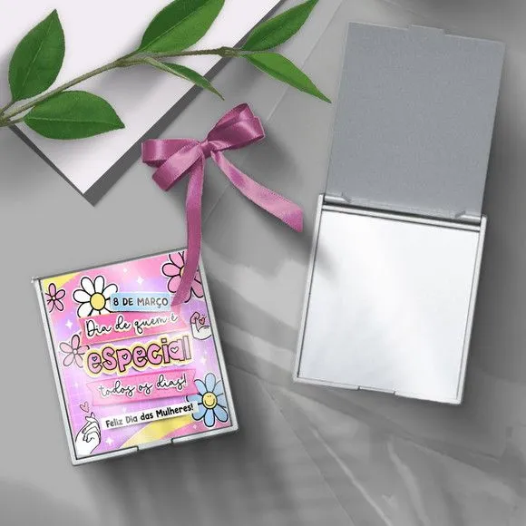 Espelho - Dia da Mulher Personalizado - artesanato feito à mão por Mi Papelaria Criativa