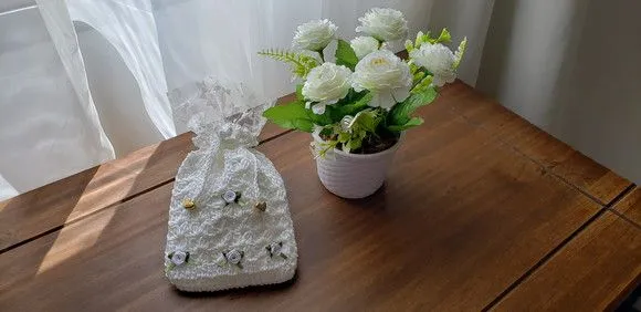 Embalagem para Presente ou Lembrancinha em Crochê Branco - foto 5