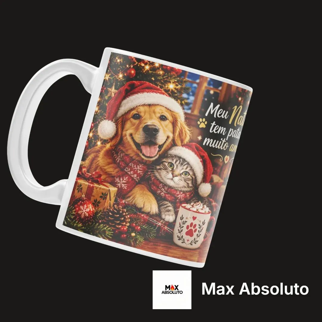 Caneca Cão e Gato de Natal com Frase 325ml - foto 3