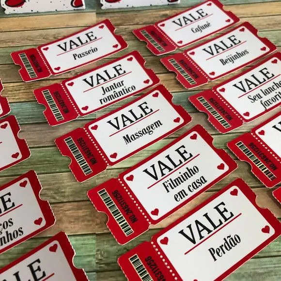 Vales do Amor, Tickets do Amor, Presente Dia dos Namorados - artesanato de Fina Essência Papelaria Personalizada