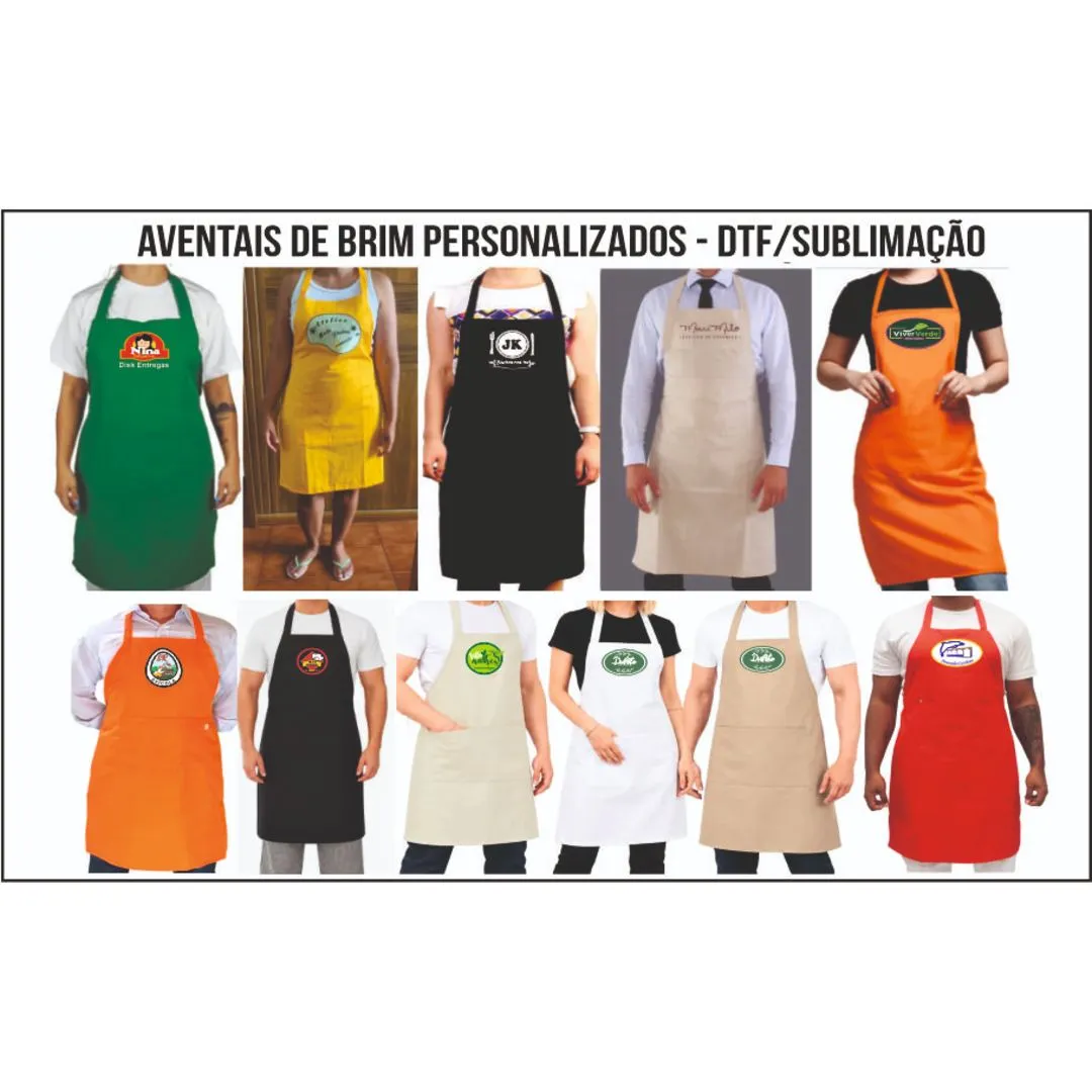 Aventais de Brim Personalizados a Pedido do Cliente em DTF Ou Sublimação