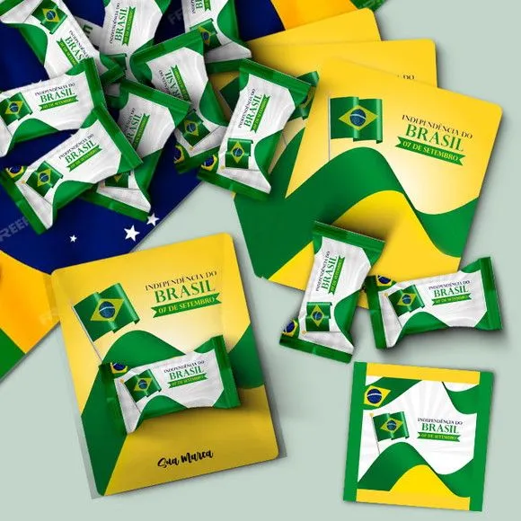 Cartão com Bala - Dia da Independência Personalizado - artesanato feito à mão por Mi Papelaria Criativa