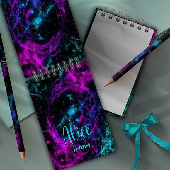 Bloco Anotações - Neon Personalizado - artesanato feito à mão por Mi Papelaria Criativa
