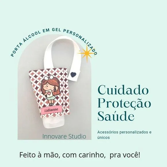 Porta álcool em gel personalizado - feito à mão por Innovare Studio