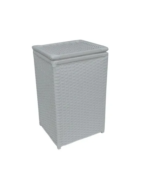 Cesto Roupa Sintético Branco 30x30x58 - artesanato de Mundo Urbano
