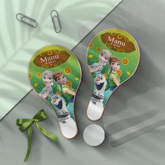 Raquete Ping Pong - Frozen Personalizada - feito à mão por Mi Papelaria Criativa