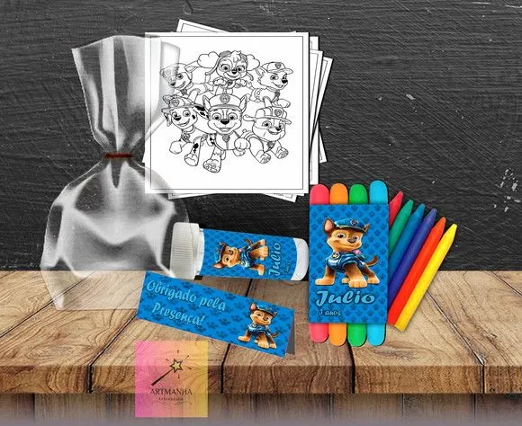 Kit Massinha + Giz + Bolha Patrulha Canina Personalizado