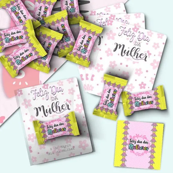 Cartão com Bala - Dia das Mulheres Personalizado - artesanato feito à mão por Mi Papelaria Criativa