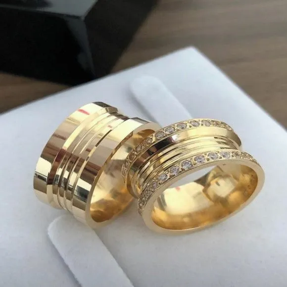 Alianças Italiana de Ouro 18k 10mm 18grs Casamento + Anel - feito à mão por TM JOIAS